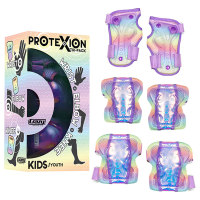 Crazy Skates Protexion Kids Tri-Pack Rainbow