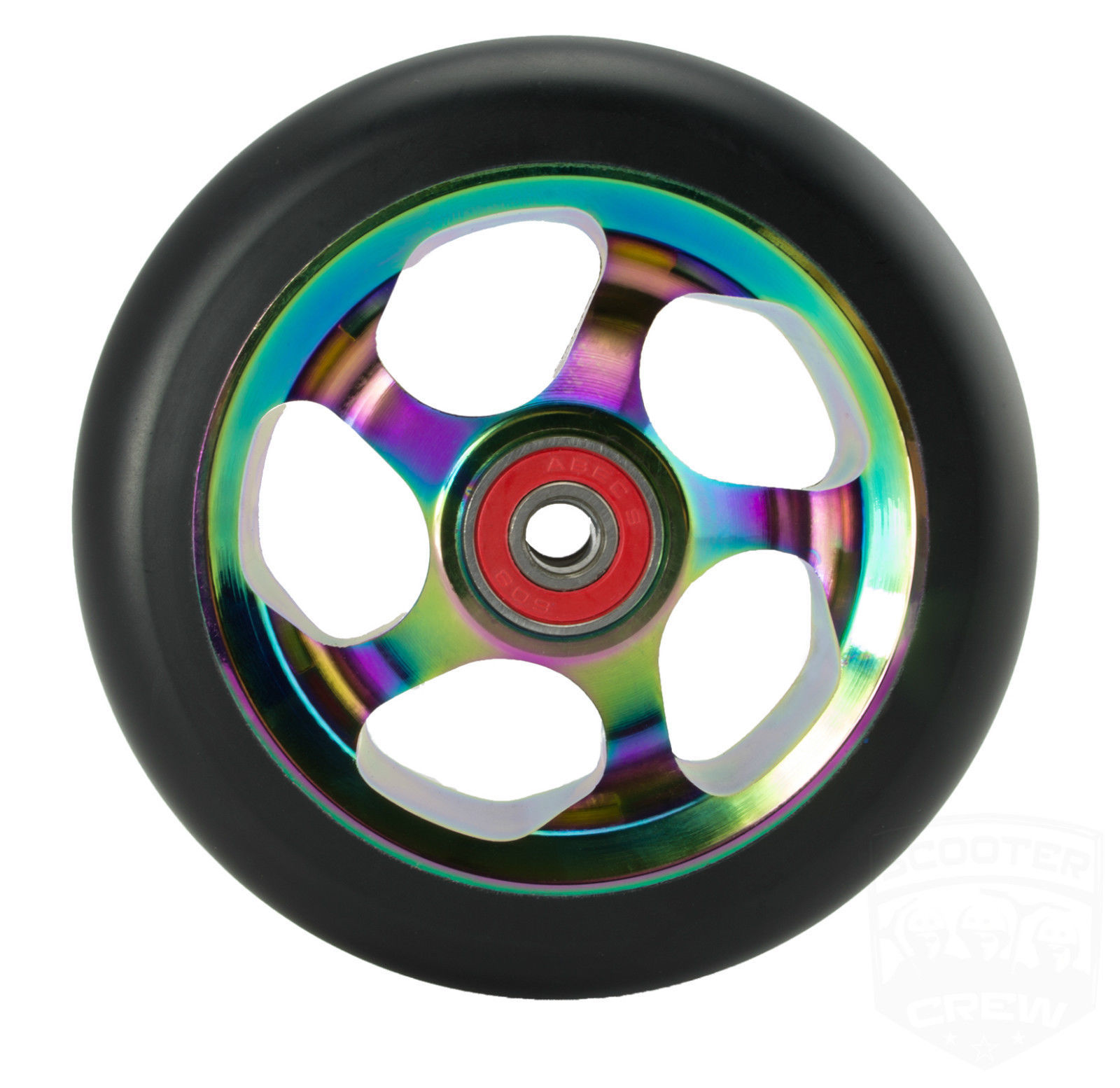 Metal Core 110mm Rocket Fuel Neochrome Oil Slick Scooter Wheels With Bearings