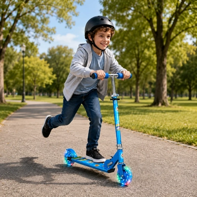 Product image thumbnail for Kids LED Folding Scooter - Blue