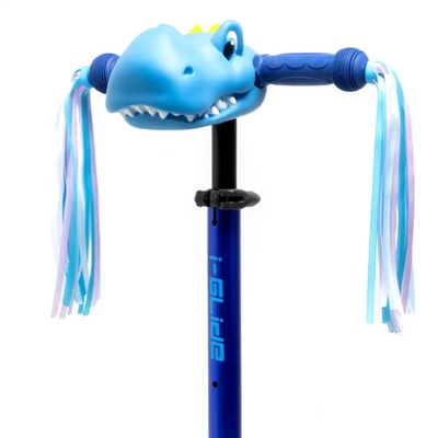Product thumbnail for i-Glide 3 Wheel Scooter with Dinosaur Head and Ribbons - Blue