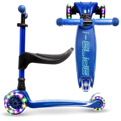Product thumbnail for i-Glide 3 Wheel Scooter with Toddler Seat - Blue