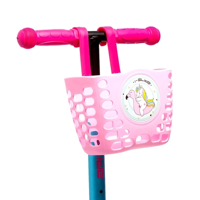 Product thumbnail for i-Glide 3 Wheel Scooter with Unicorn Basket - Pink Aqua