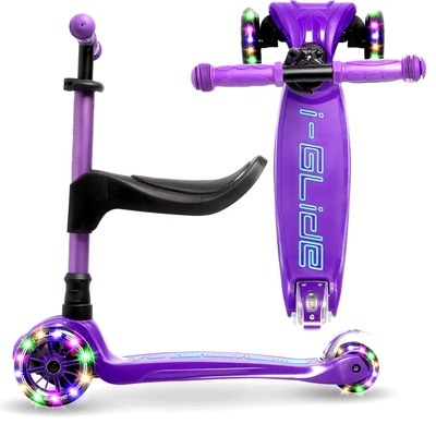Product thumbnail for i-Glide 3 Wheel Scooter with Toddler Seat - Purple