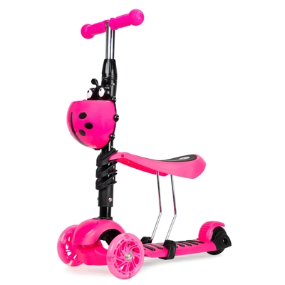 Product thumbnail for 3 Wheel MULTI Scooter with LED Light Wheels - Pink Ladybug