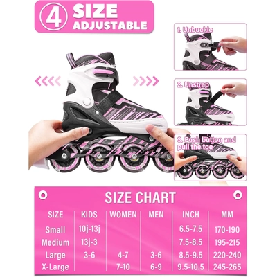 Product image thumbnail for Ecoo Inline LED Skates - Pink Small 17cm-19cm