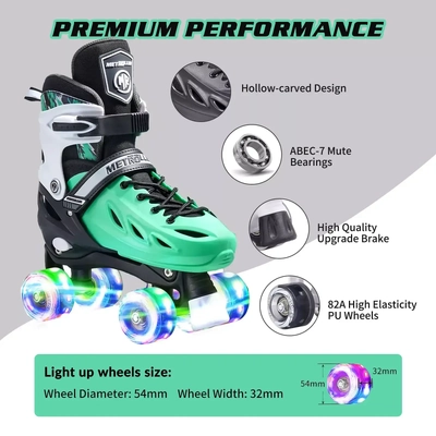 Product thumbnail for Metroller 2 in 1 LED Inline Roller Skate Combo - Green - Small 17.5cm-20cm
