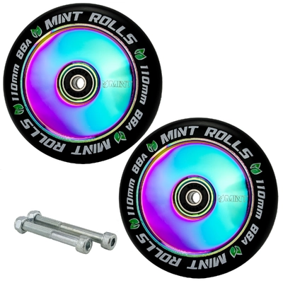 Product thumbnail for Mint Rolls Hollow Core 110mm Wheels Grips & Tape Pack Oil Slick/Black