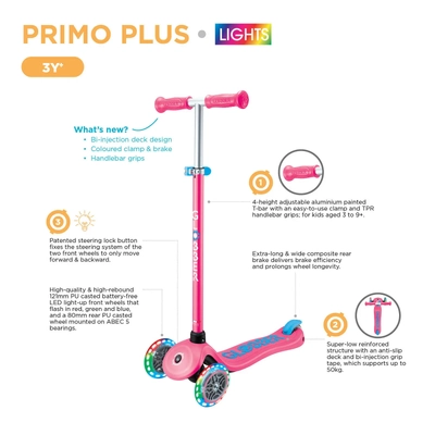 Product image thumbnail for Globber Primo Plus Lights - Pink/Blue