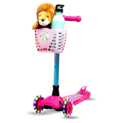 Product thumbnail for i-Glide 3 Wheel Scooter with Unicorn Basket - Pink Aqua