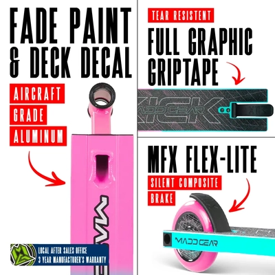 Product image thumbnail for Madd Gear Kick Pro-X Scooter - Pink Teal