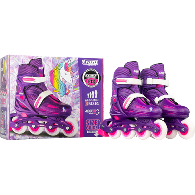 Product thumbnail for Crazy Skates 148 Adjustable Inline Skates - Purple Glitter - Large 5-8