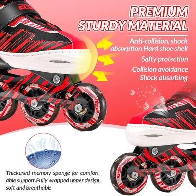 Product image thumbnail for Ecoo Inline LED Skates - Red Medium 20cm-22cm