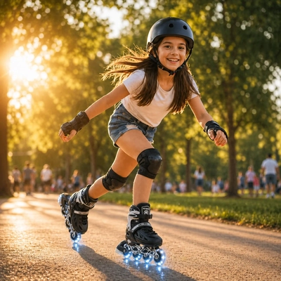 Product image thumbnail for Metroller 2 in 1 LED Inline Roller Skate Combo - Black