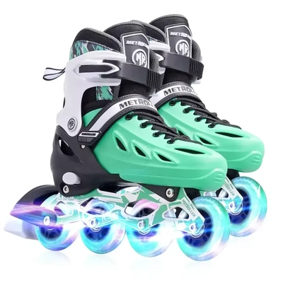Product thumbnail for Metroller 2 in 1 LED Inline Roller Skate Combo - Green - Small 17.5cm-20cm