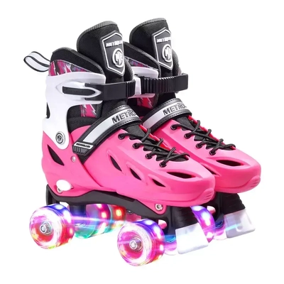 Product thumbnail for Metroller 2 in 1 LED Inline Roller Skate Combo - Pink - Small 17.5cm-20cm
