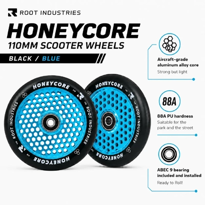 Product image thumbnail for Root Industries Honeycore Blue 110mm Wheel & Fractal Grip Pack