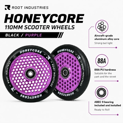 Product image thumbnail for Root Industries Honeycore Purple 110mm Wheel & Fractal Grip Pack