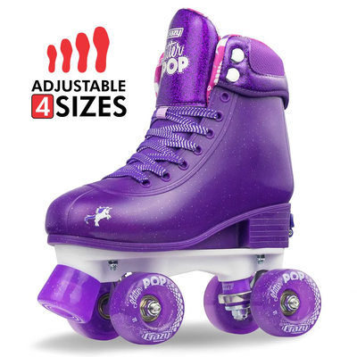 Product thumbnail for Crazy Skates Glitter Pop Adjustable Roller Skates - Purple Medium 3-6
