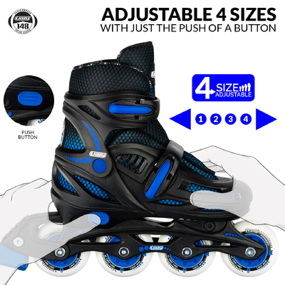 Product thumbnail for Crazy Skates 148 Adjustable Inline Skates - Black Small j11-1