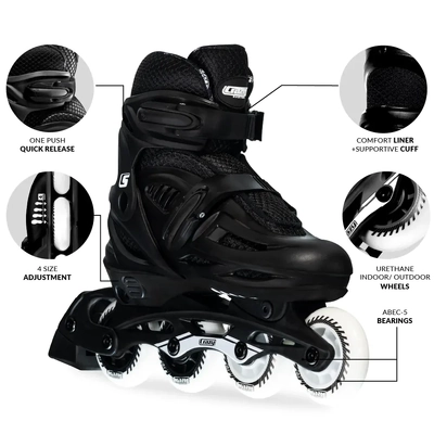 Product image thumbnail for Crazy Skates Blade Adjustable Inline Skates - Black Small