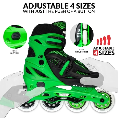 Product image thumbnail for Crazy Skates Blade Adjustable Inline Skates - Green Small