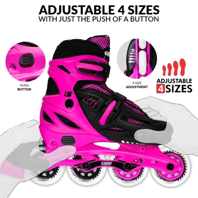 Product image thumbnail for Crazy Skates Blade Adjustable Inline Skates - Pink Small
