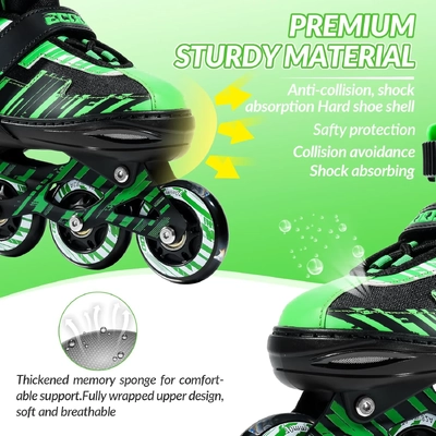 Product image thumbnail for Ecoo Inline LED Skates - Green Small 17cm-19cm