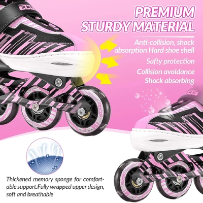 Product image thumbnail for Ecoo Inline LED Skates - Pink Medium 20cm-22cm