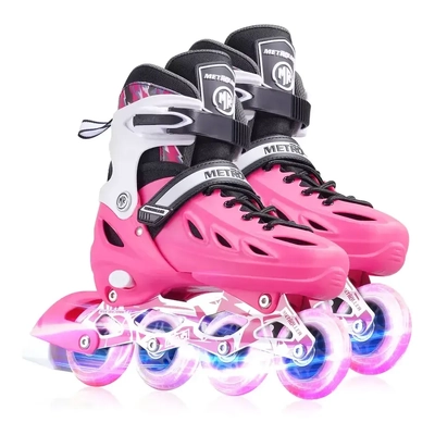 Product image thumbnail for Metroller 2 in 1 LED Inline Roller Skate Combo - Pink - Large 22.4cm-24cm