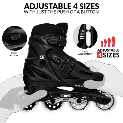 Product image thumbnail for Crazy Skates Blade Adjustable Inline Skates - Black Small