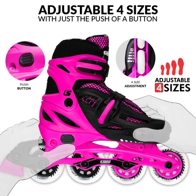 Product image thumbnail for Crazy Skates Blade Adjustable Inline Skates - Pink Small
