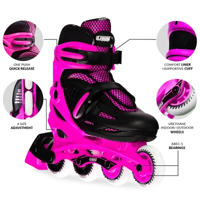 Product image thumbnail for Crazy Skates Blade Adjustable Inline Skates - Pink Small