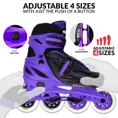 Product image thumbnail for Crazy Skates Blade Adjustable Inline Skates - Purple Small