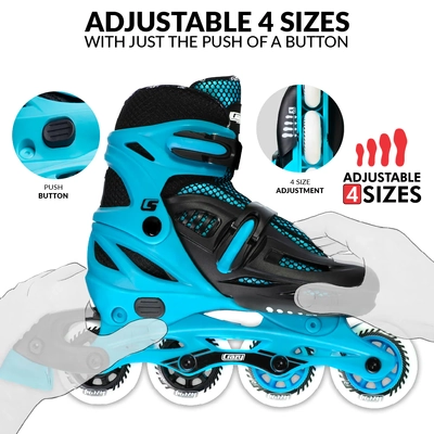 Product image thumbnail for Crazy Skates Blade Adjustable Inline Skates - Teal Small