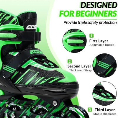 Product image thumbnail for Ecoo Inline LED Skates - Green