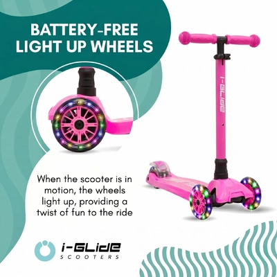 Product image thumbnail for i-Glide 3 Wheel Scooter LED Wheels - Hot Pink