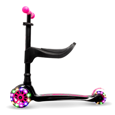 Product thumbnail for i-Glide 3 Wheel Scooter with Toddler Seat - Pink Black