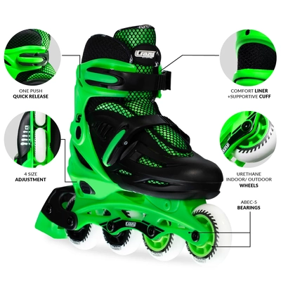 Product image thumbnail for Crazy Skates Blade Adjustable Inline Skates - Green Small