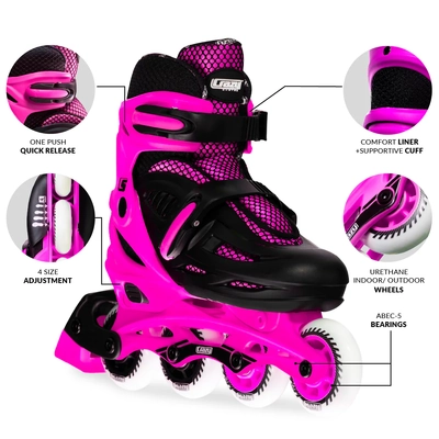 Product image thumbnail for Crazy Skates Blade Adjustable Inline Skates - Pink Small