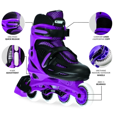 Product image thumbnail for Crazy Skates Blade Adjustable Inline Skates - Purple Small