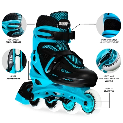 Product image thumbnail for Crazy Skates Blade Adjustable Inline Skates - Teal Small