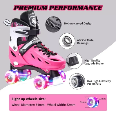 Product image thumbnail for Metroller 2 in 1 LED Inline Roller Skate Combo - Pink - Large 22.4cm-24cm