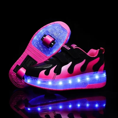 Product image thumbnail for 3 in 1 Dual Roller Skate Sneakers - Pink Flame