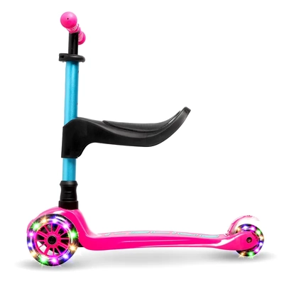 Product thumbnail for i-Glide 3 Wheel Scooter with Toddler Seat - Pink Aqua