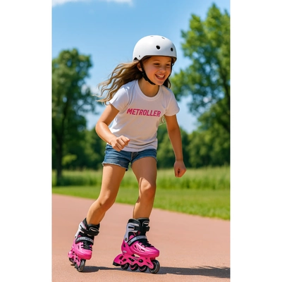 Product thumbnail for Metroller 2 in 1 LED Inline Roller Skate Combo - Green - Small 17.5cm-20cm