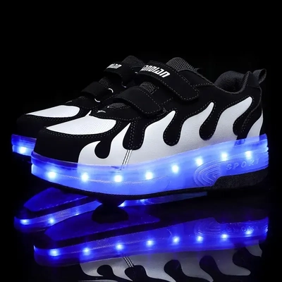 Product image thumbnail for 3 in 1 Dual Roller Skate Sneakers - Black Flame