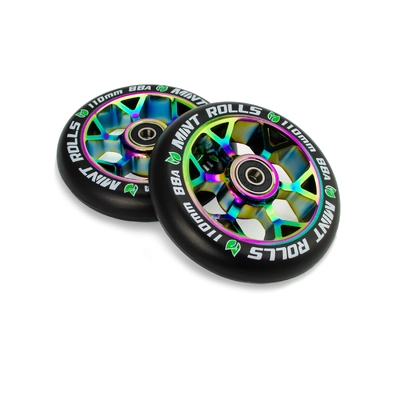 Product thumbnail for Mint Rolls 110mm Wheels Grips Pegs Tape Pack Oil Slick/Arctic