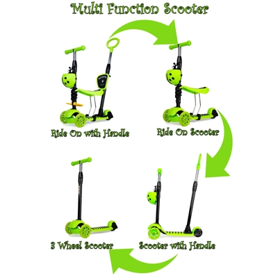 Product thumbnail for 3 Wheel MULTI Scooter with LED Light Wheels - Green Grasshopper
