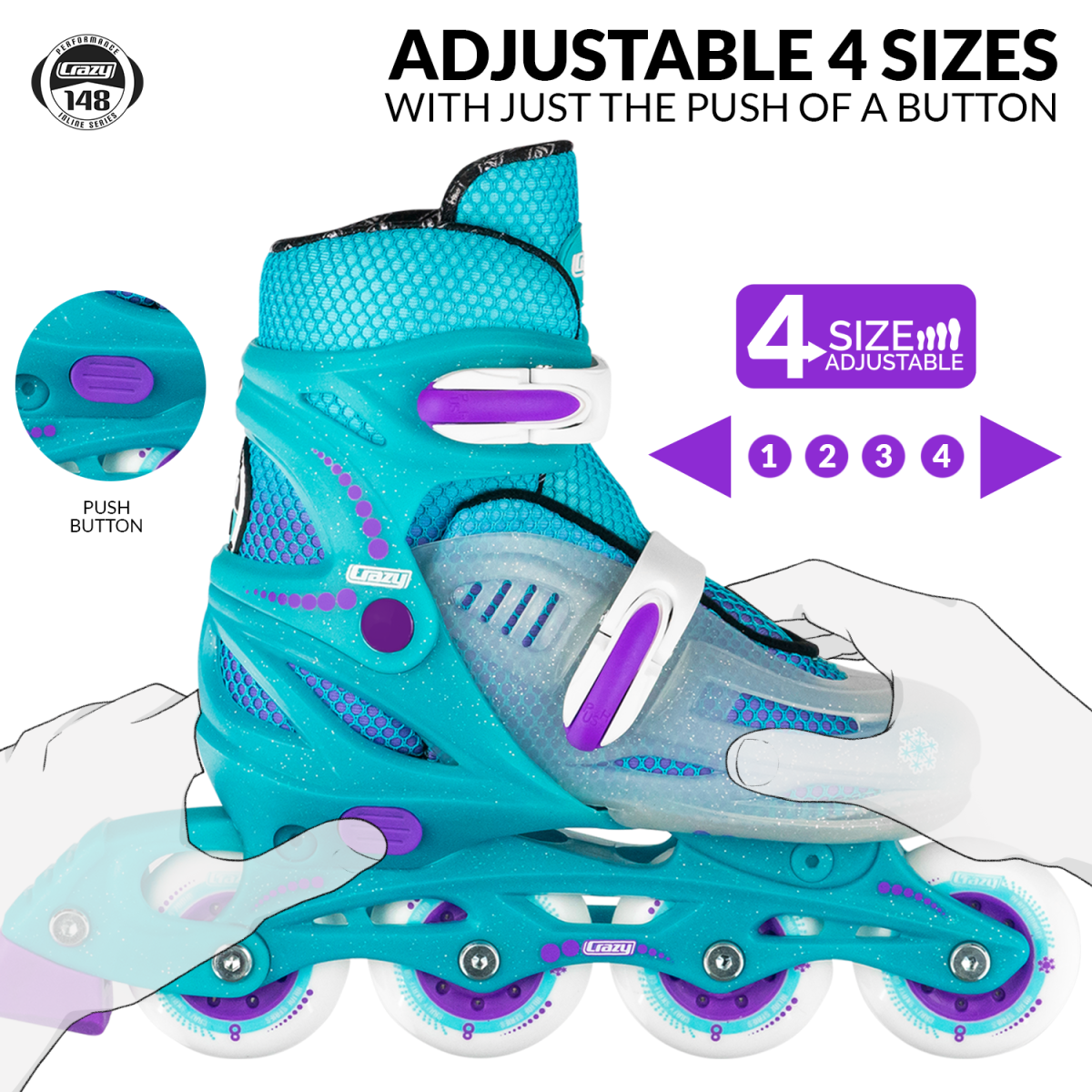Crazy Skates Adjustable Sizes