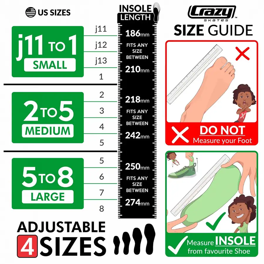 Crazy Skate Sizing Guide